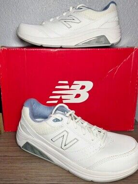 New Balance 928v3 White Blue Walking Leather Supportive Sneakers- Size 5.5 Women